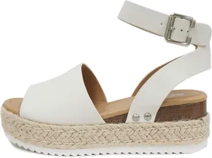 Soda Topic Open Toe Buckle Ankle Strap Espadrilles Flatform Wedge Casual Sandal