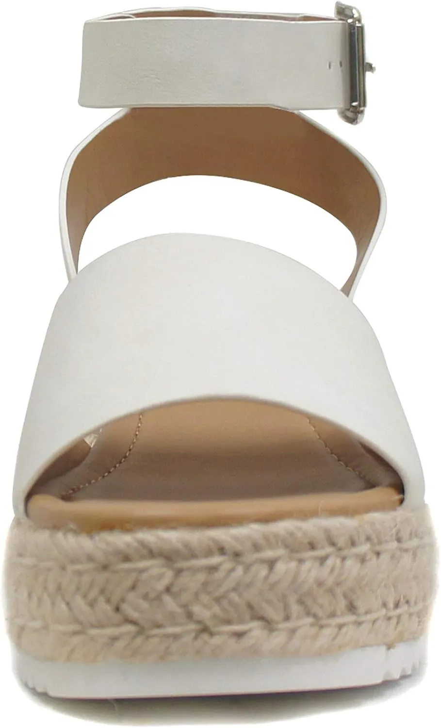 Soda Topic Open Toe Buckle Ankle Strap Espadrilles Flatform Wedge Casual Sandal