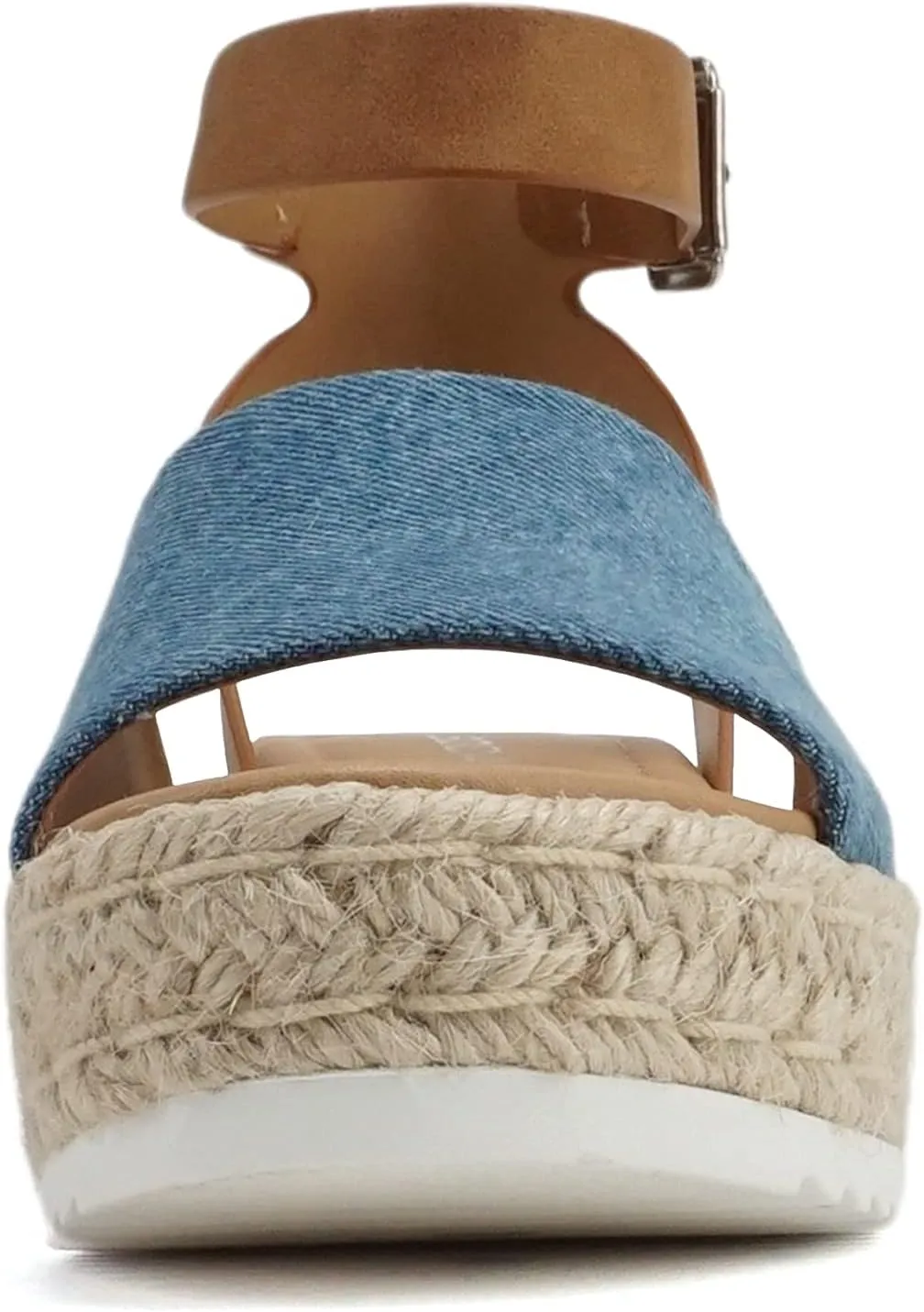 Soda Topic Open Toe Buckle Ankle Strap Espadrilles Flatform Wedge Casual Sandal