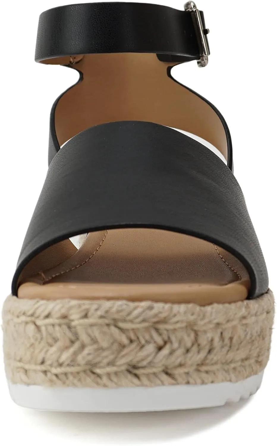 Soda Topic Open Toe Buckle Ankle Strap Espadrilles Flatform Wedge Casual Sandal