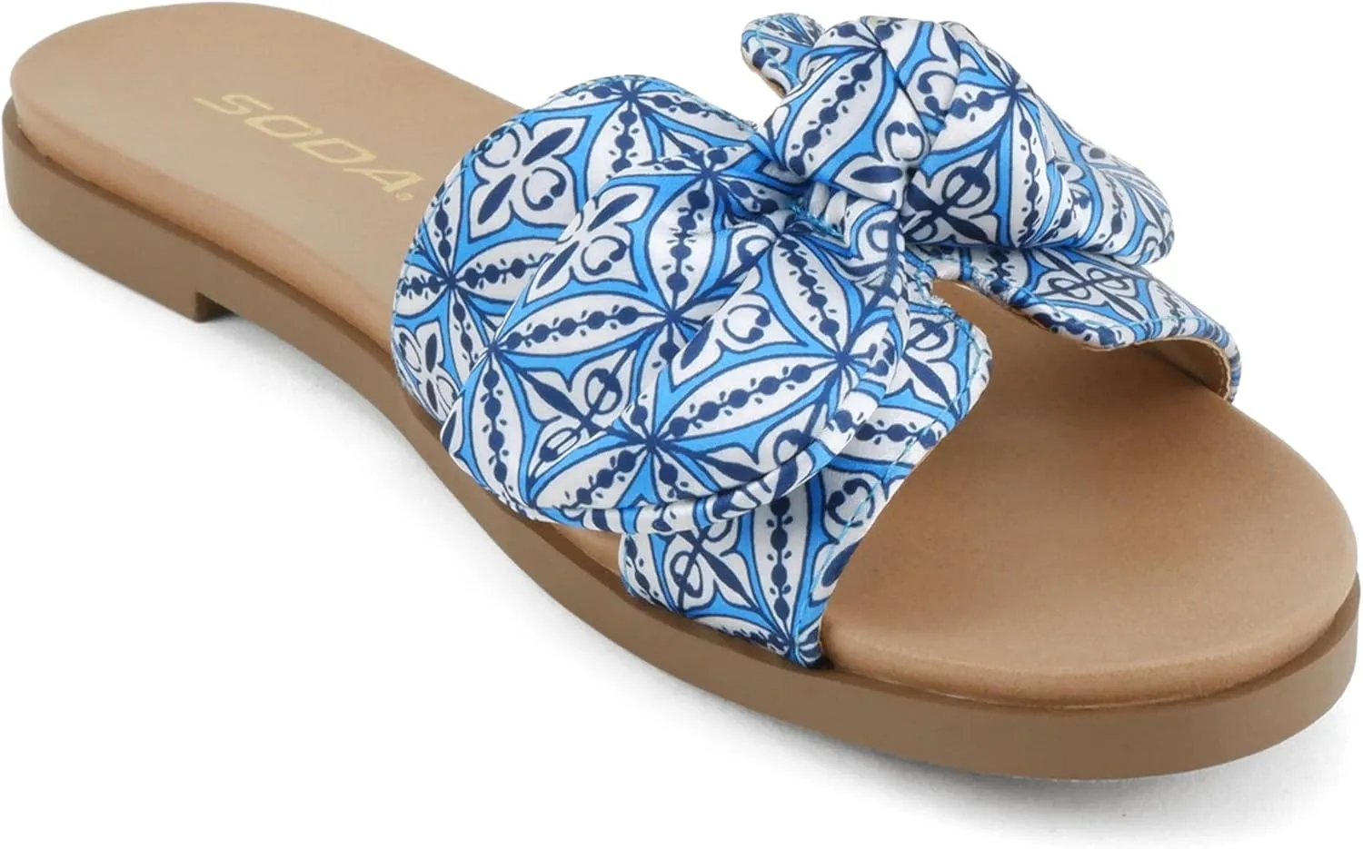 Soda Writer ~ Women Round Toe H-Band Bow Slide Sandals