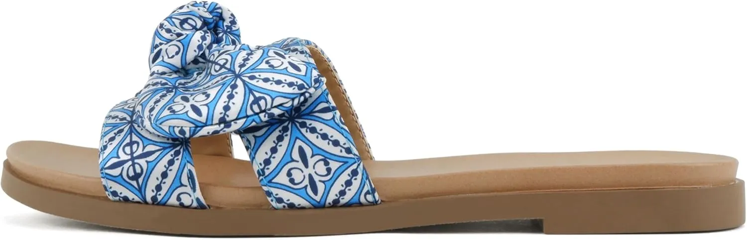Soda Writer ~ Women Round Toe H-Band Bow Slide Sandals