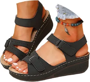 Soft & Stylish Wedge Sandals for Effortless Comfort 2025 Leather Orthopedic Walking Platform Sandals Women Wide Wedge Sandal