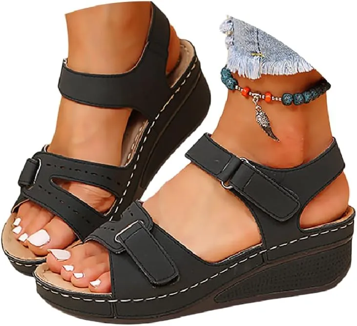 Soft & Stylish Wedge Sandals for Effortless Comfort 2025 Leather Orthopedic Walking Platform Sandals Women Wide Wedge Sandal