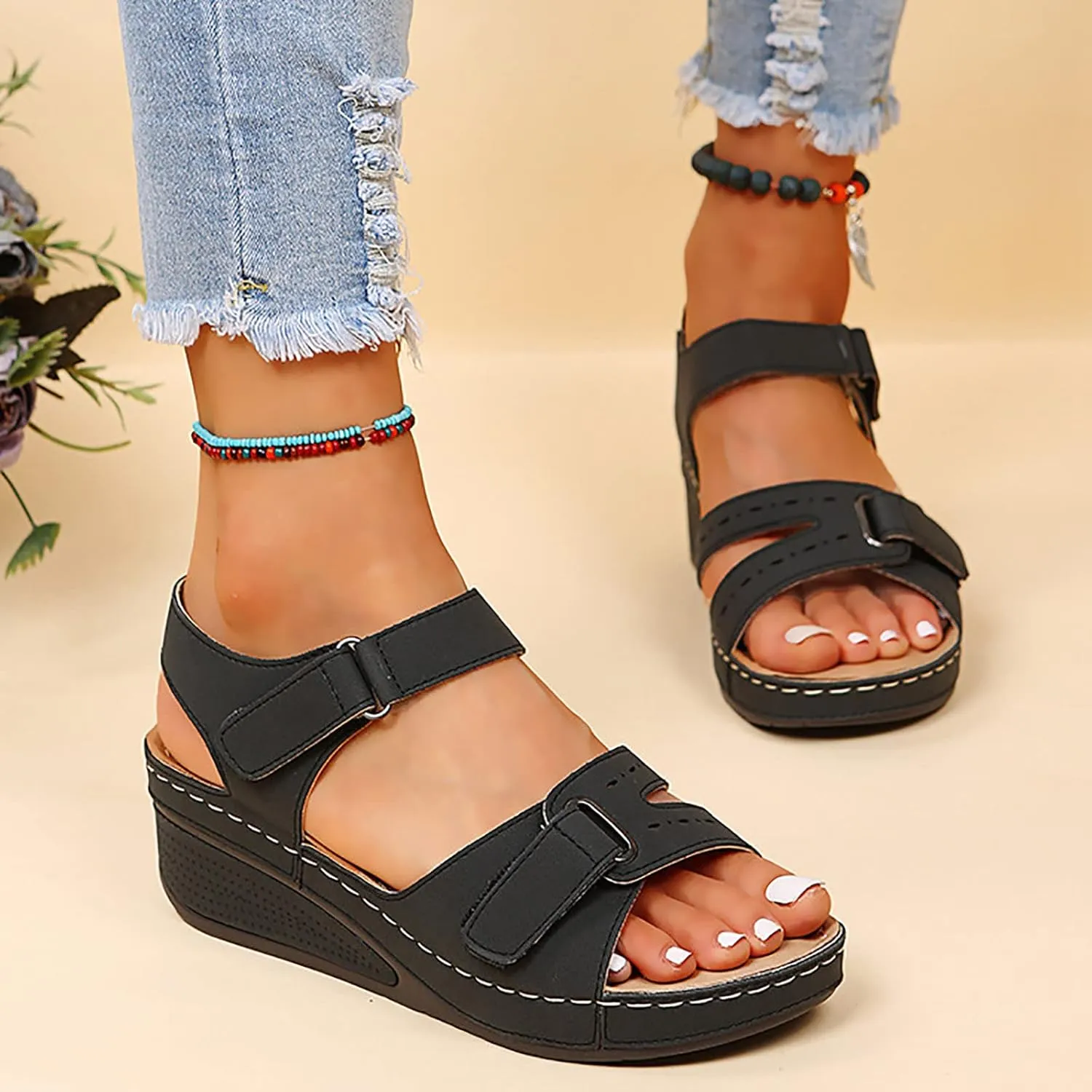 Soft & Stylish Wedge Sandals for Effortless Comfort 2025 Leather Orthopedic Walking Platform Sandals Women Wide Wedge Sandal