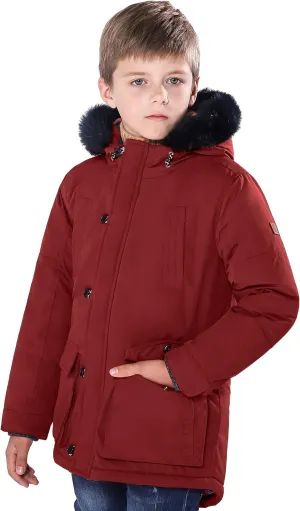SOLOCOTE Boys Winter Coats Kids Winter Jacket Warm Thick Heavyweight Tough Long Windproof Outwear with Hood