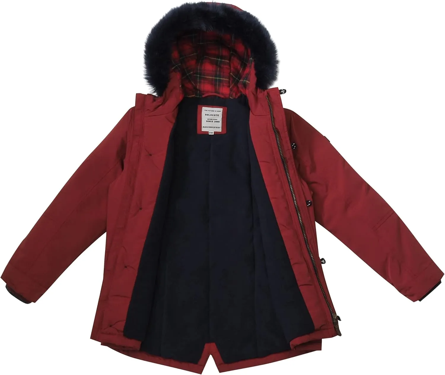 SOLOCOTE Boys Winter Coats Kids Winter Jacket Warm Thick Heavyweight Tough Long Windproof Outwear with Hood