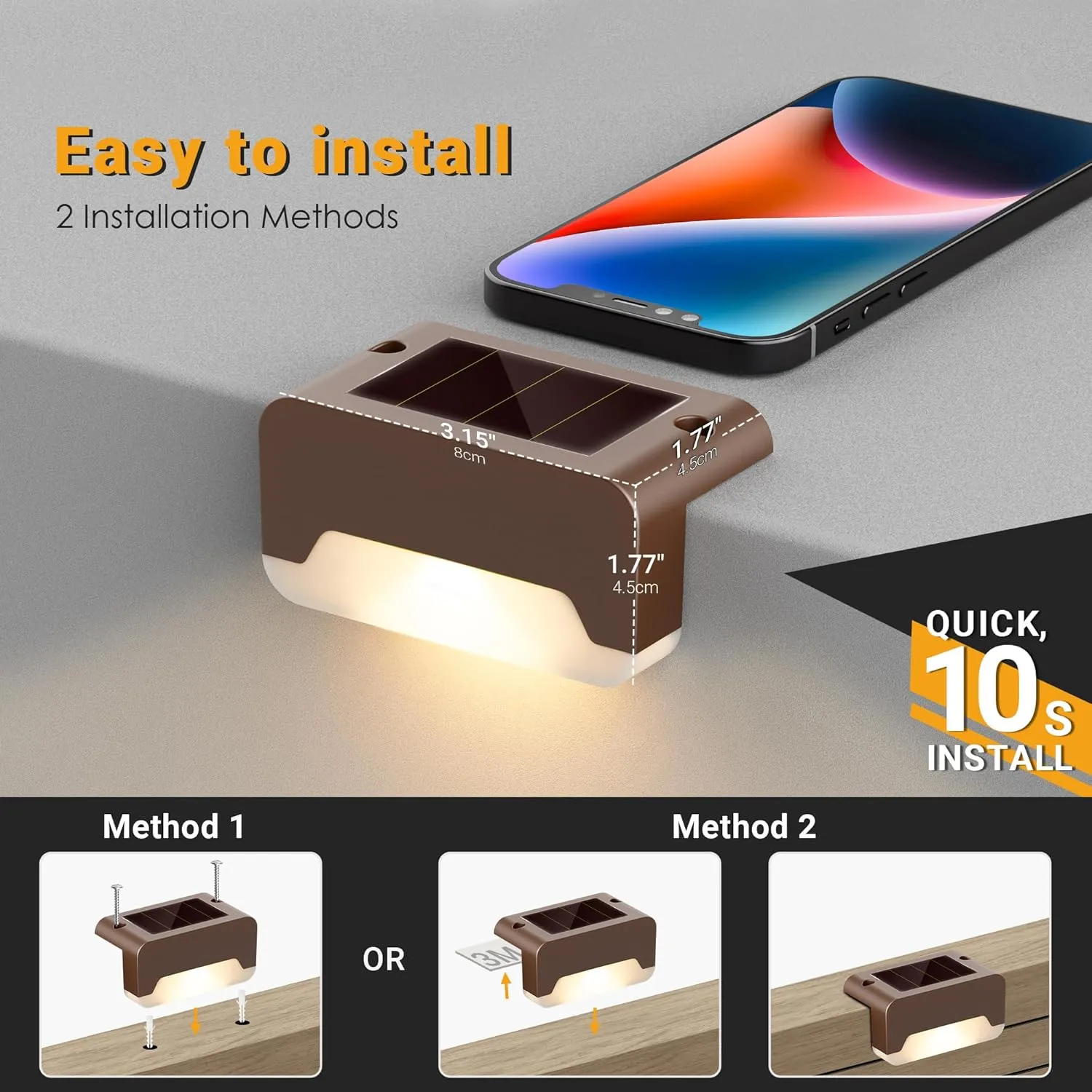 SOLPEX Solar Deck Lights, Solar Step Lights for Outside Waterproof Led Stair Light for Outdoor Fence, Balcony, Patio, Railing, Front Porch, Yard and Pathway(16pack Warm White)