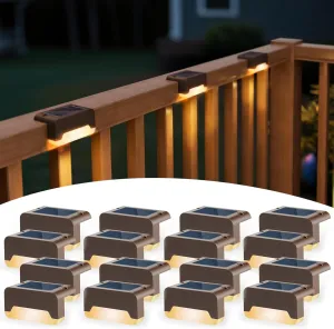 SOLPEX Solar Deck Lights, Solar Step Lights for Outside Waterproof Led Stair Light for Outdoor Fence, Balcony, Patio, Railing, Front Porch, Yard and Pathway(16pack Warm White)