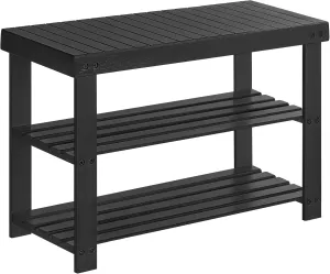 SONGMICS Shoe Rack Bench, 3-Tier Bamboo Shoe Storage Organizer, Entryway Bench, Holds Up to 286 lb, 11.3 x 27.6 x 17.8 Inches, for Entryway Bathroom Bedroom, Black ULBS04H