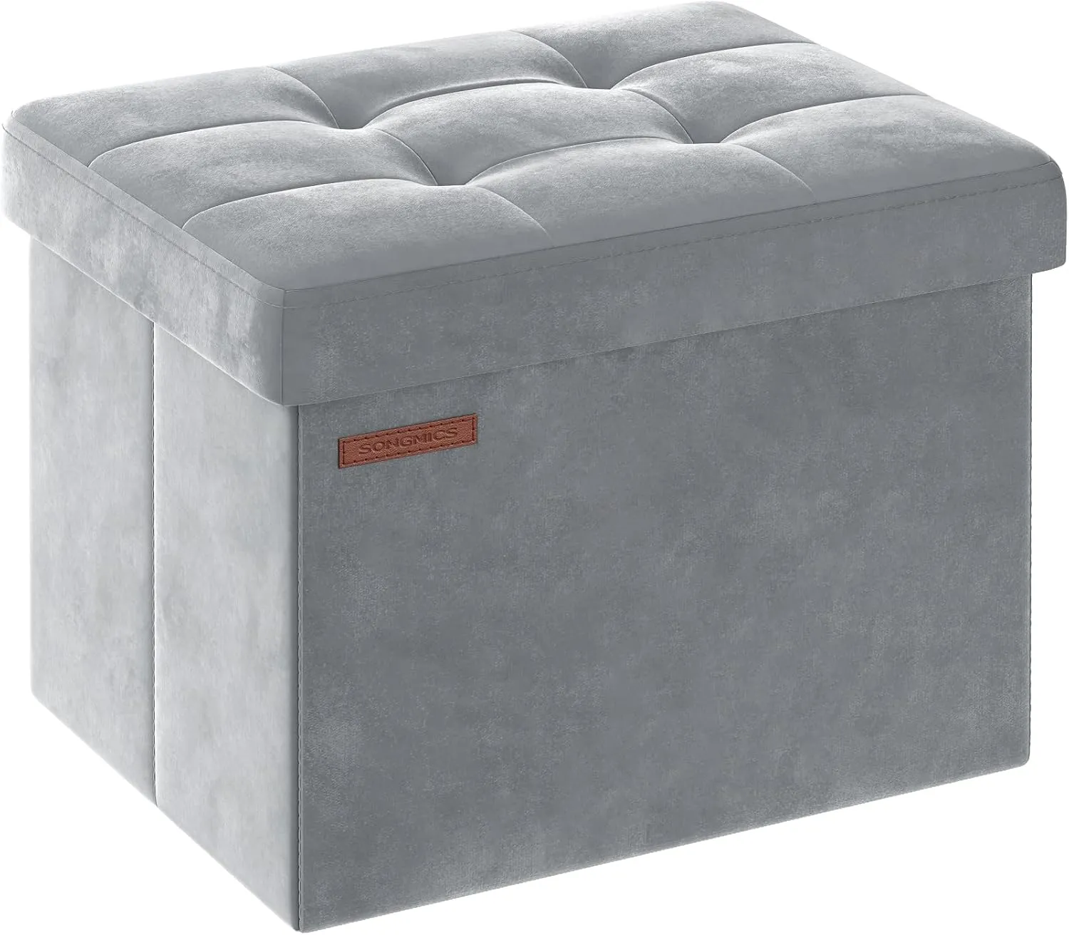 SONGMICS Storage Ottoman, Foldable Small Ottoman Foot Rest, 12.2 x 16.1 Inches Foot Stool, Load up to 286 lb, for Living Room, Bedroom, Dorm, Dove Gray ULSF200G02