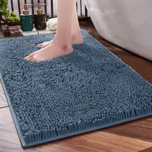 SONORO KATE Bathroom Rug,Non-Slip Bath Mat,Soft Cozy Shaggy Thick Bath Rugs for Bathroom,Plush Rugs for Bathtubs,Water Absorbent Rain Showers and Under The Sink (Lake Blue, 32"×20")