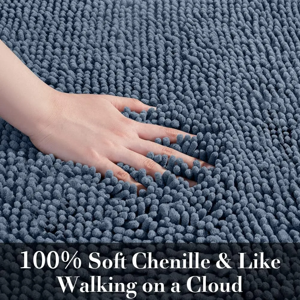SONORO KATE Bathroom Rug,Non-Slip Bath Mat,Soft Cozy Shaggy Thick Bath Rugs for Bathroom,Plush Rugs for Bathtubs,Water Absorbent Rain Showers and Under The Sink (Lake Blue, 32"×20")