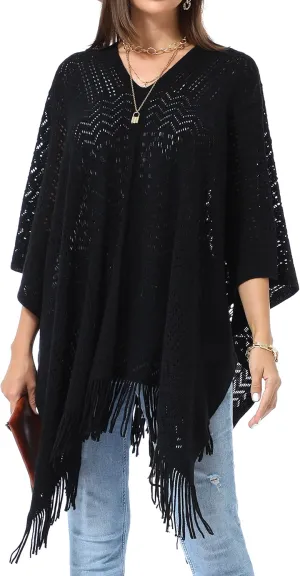 Soul Young Knitted Poncho Sweater for Women Ladies Pullover Wraps Cozy Topper shawl Cape