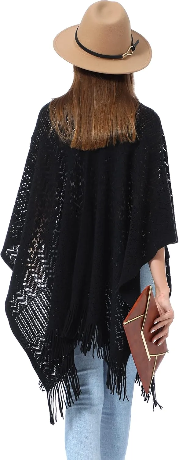Soul Young Knitted Poncho Sweater for Women Ladies Pullover Wraps Cozy Topper shawl Cape