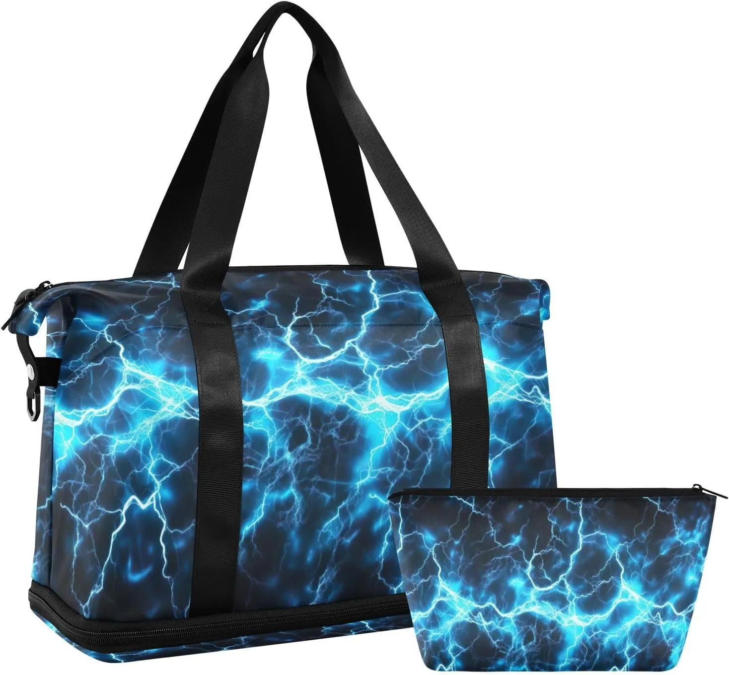 Spark Texture Blue Duffel Bag Lightweight Carry On Gym Bags for Travel and Weekends, Versatile Overnight Bag with Shoe Compartment