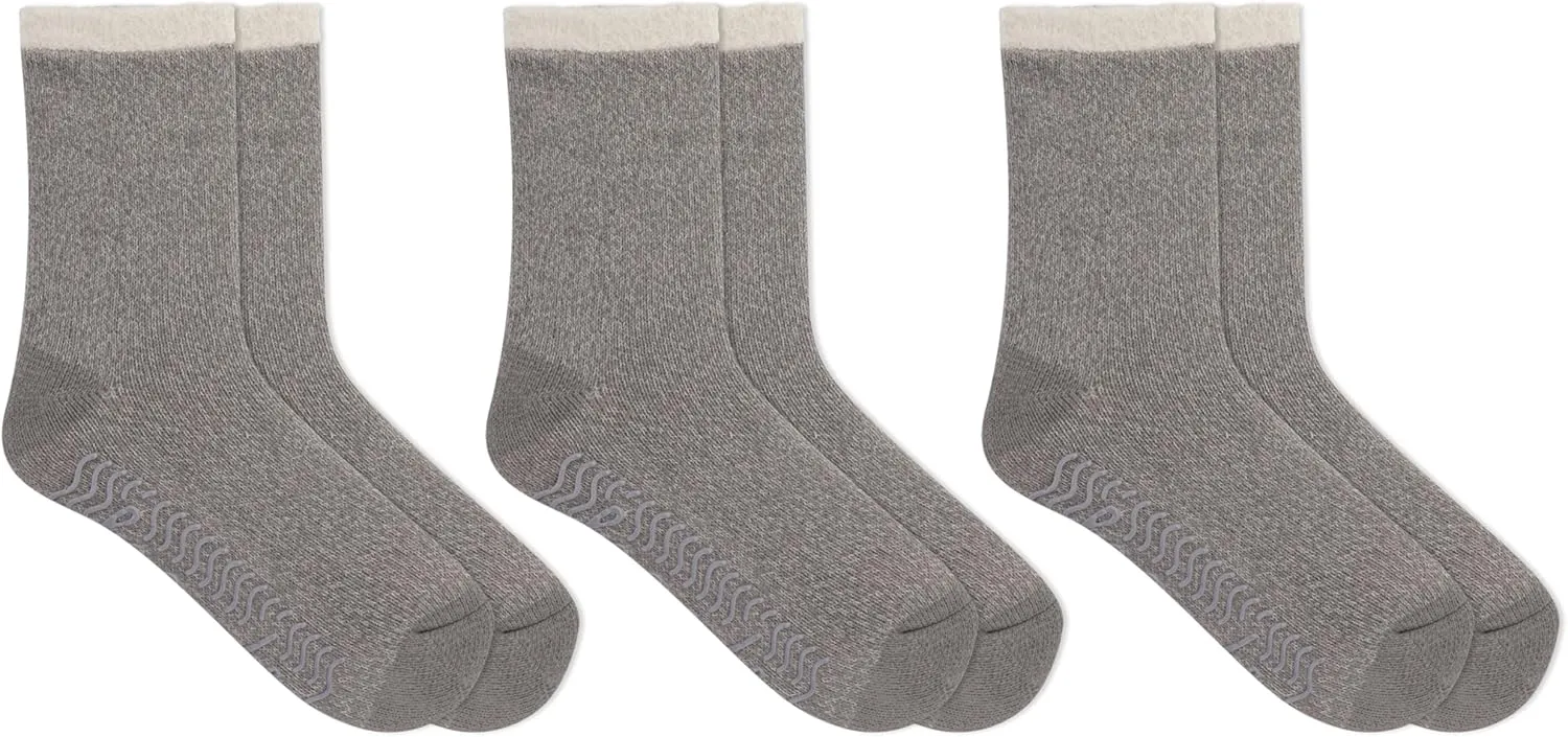 Sperry Women's Cabin Cozy Slipper Sock 3 Pair Pack, Grey Heather, Women's Shoe Size 4-10
