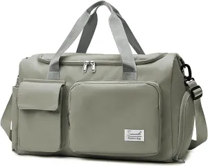 Sports Gym Duffel Bag with Shoes Compartment and Dry Wet Separated Pocket for Men and Women - Overnight Weekender Training Handbag Yoga Bag - Dark Gray