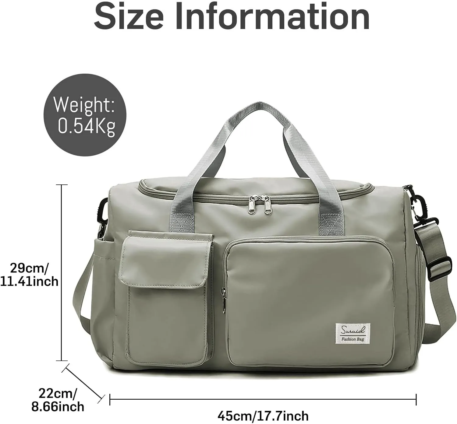 Sports Gym Duffel Bag with Shoes Compartment and Dry Wet Separated Pocket for Men and Women - Overnight Weekender Training Handbag Yoga Bag - Dark Gray