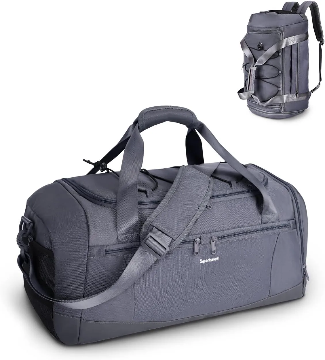 sportsnew Gym Bag for Men Women with Shoe Compartment,Overnight Bag Backpack with Wet Pocket,38L Travel Duffel with 15.6" Laptop Pocket and Trolley Sleeve for Travel,Workout,Patent Pending