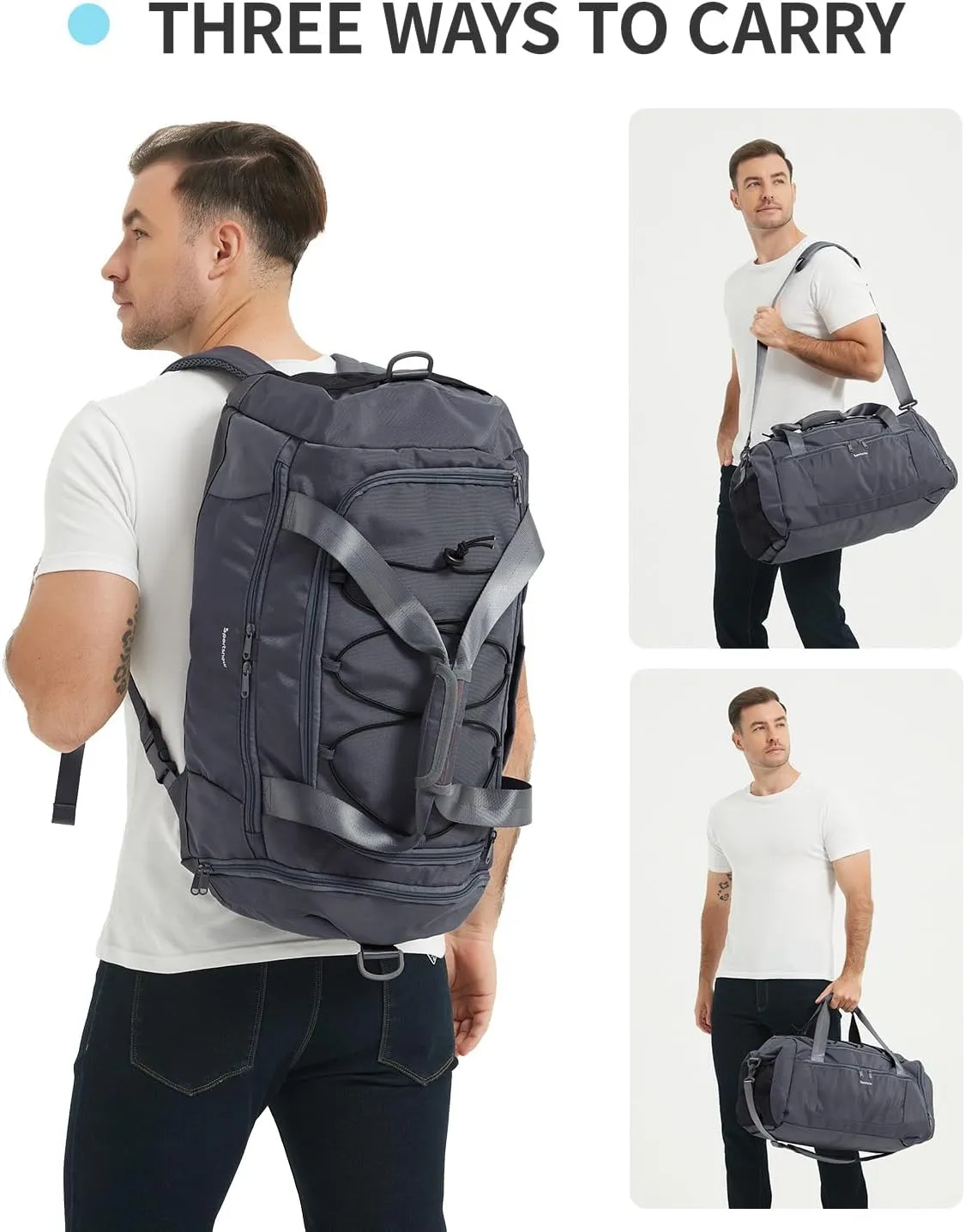 sportsnew Gym Bag for Men Women with Shoe Compartment,Overnight Bag Backpack with Wet Pocket,38L Travel Duffel with 15.6" Laptop Pocket and Trolley Sleeve for Travel,Workout,Patent Pending