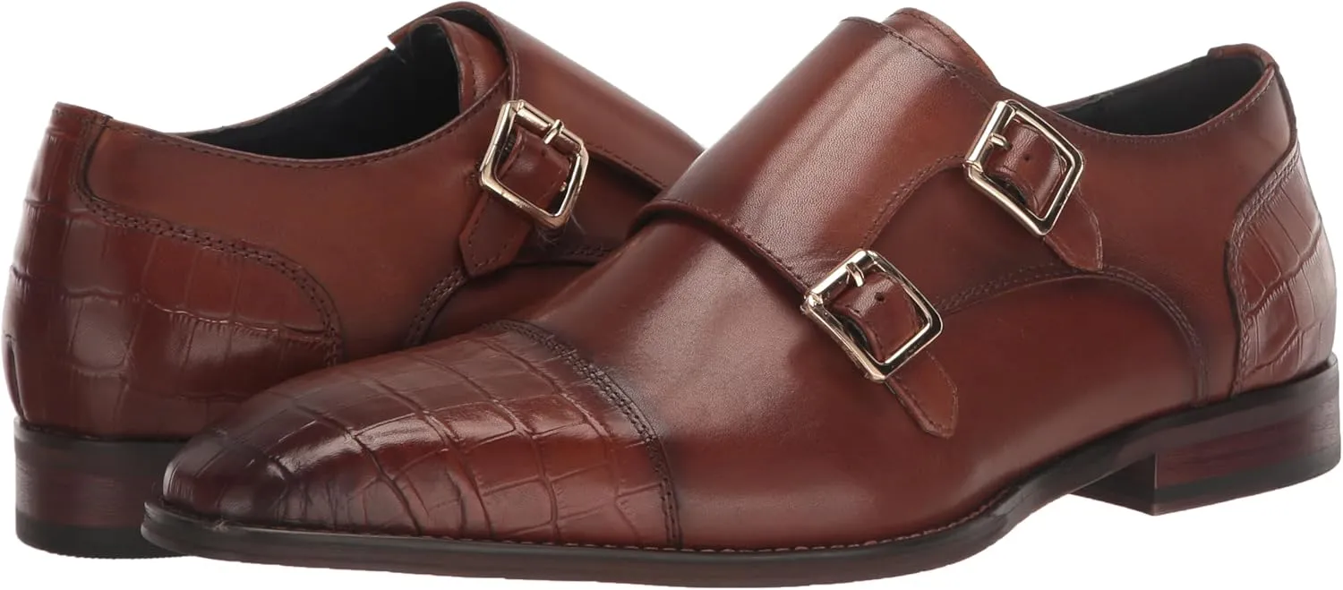 STACY ADAMS Men's Pierson Cap Toe Double Monk Strap Loafer