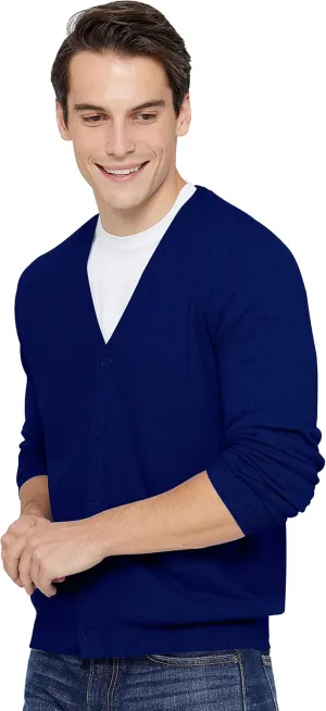 State Cashmere Men's 100% Pure Cashmere Button Front Long Sleeve Cardigan Sweater