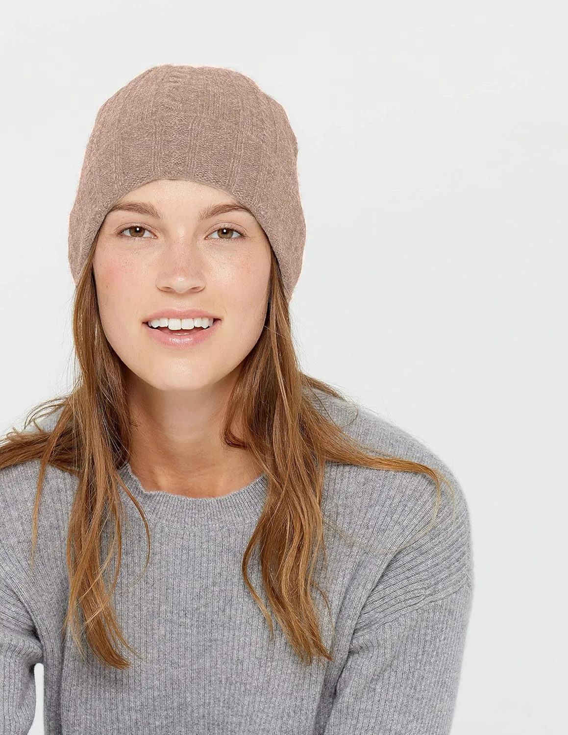 State Cashmere Unisex Cable Knit Cuffed Beanie 100% Pure Cashmere Foldover Hat