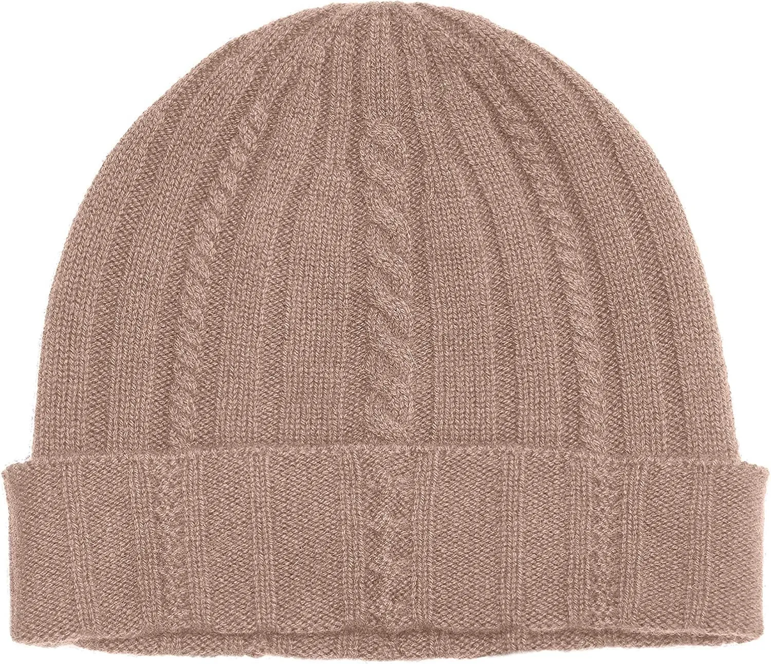 State Cashmere Unisex Cable Knit Cuffed Beanie 100% Pure Cashmere Foldover Hat