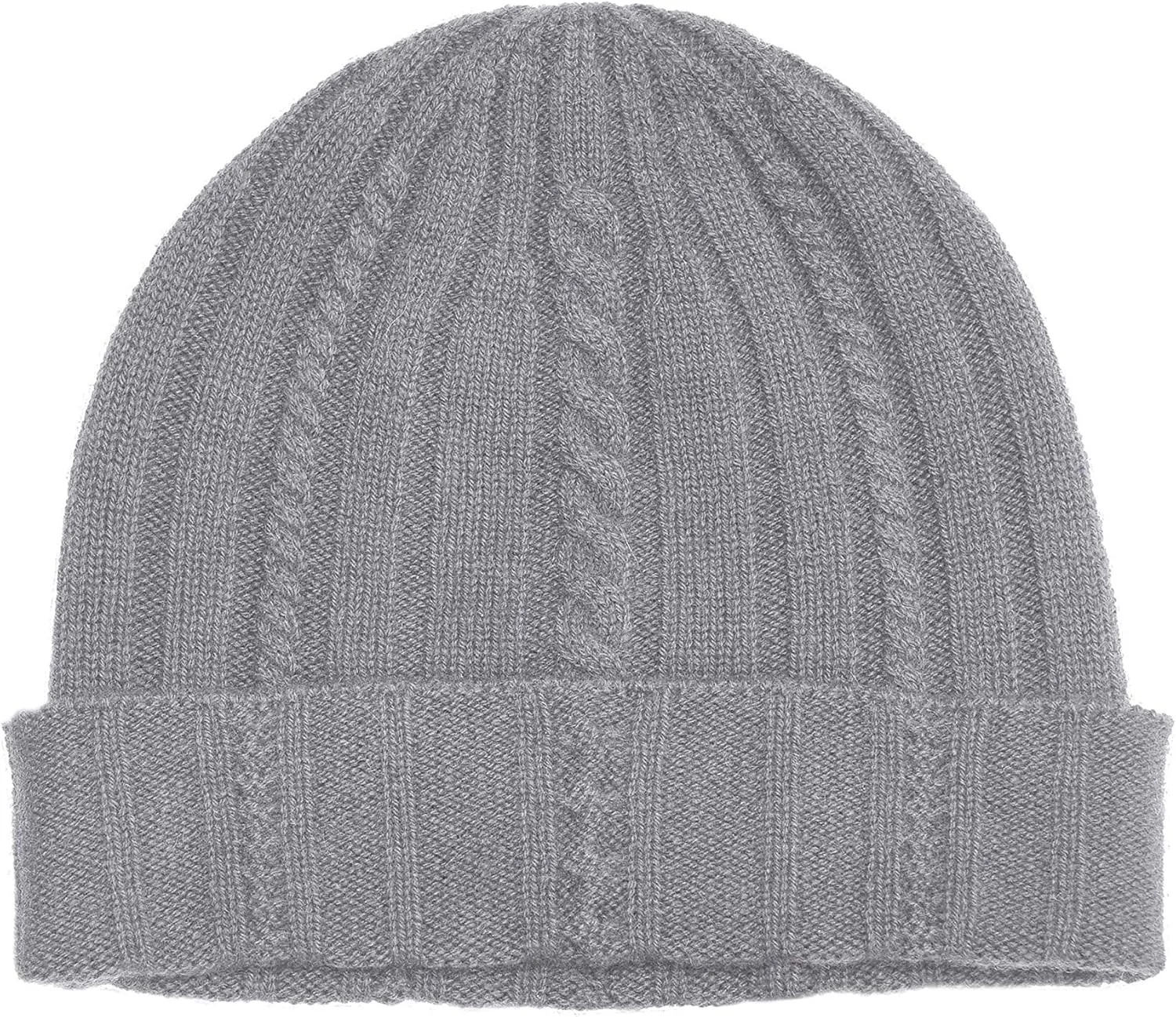 State Cashmere Unisex Cable Knit Cuffed Beanie 100% Pure Cashmere Foldover Hat
