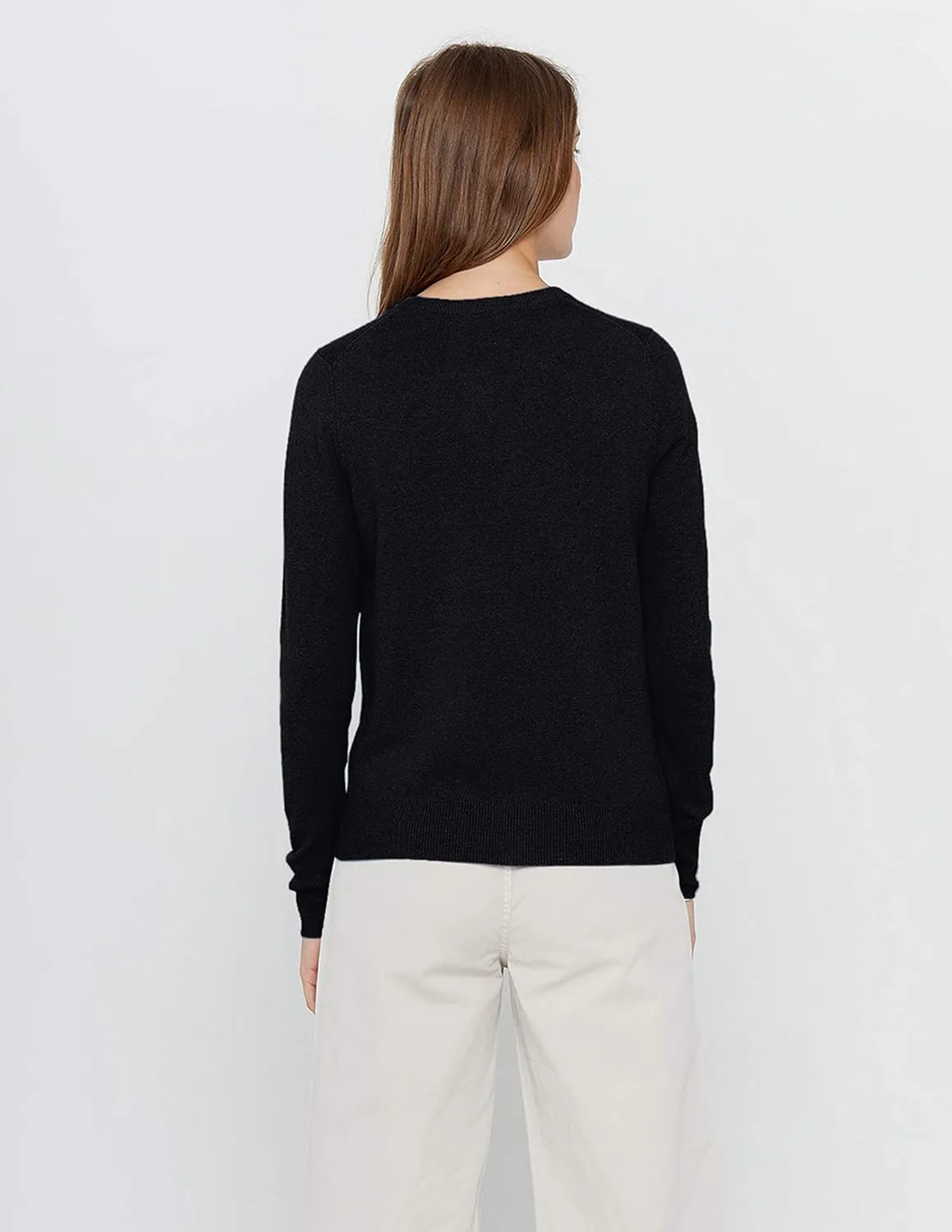 State Cashmere Women's 100% Pure Cashmere Button Front Long Sleeve Crew Neck Cardigan Sweater