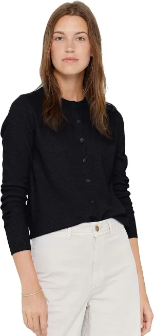 State Cashmere Women's 100% Pure Cashmere Button Front Long Sleeve Crew Neck Cardigan Sweater