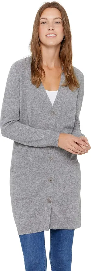 State Cashmere Women's Button Front Cardigan 100% Pure Cashmere V Neck Fashion Sweater Dress with Pockets