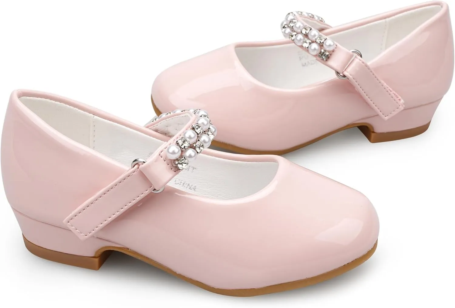 Stelle Girls Dress Shoes White Flower Girl Shoe Mary Jane Low Heels for Wedding (Toddler/Little/Big Kid)