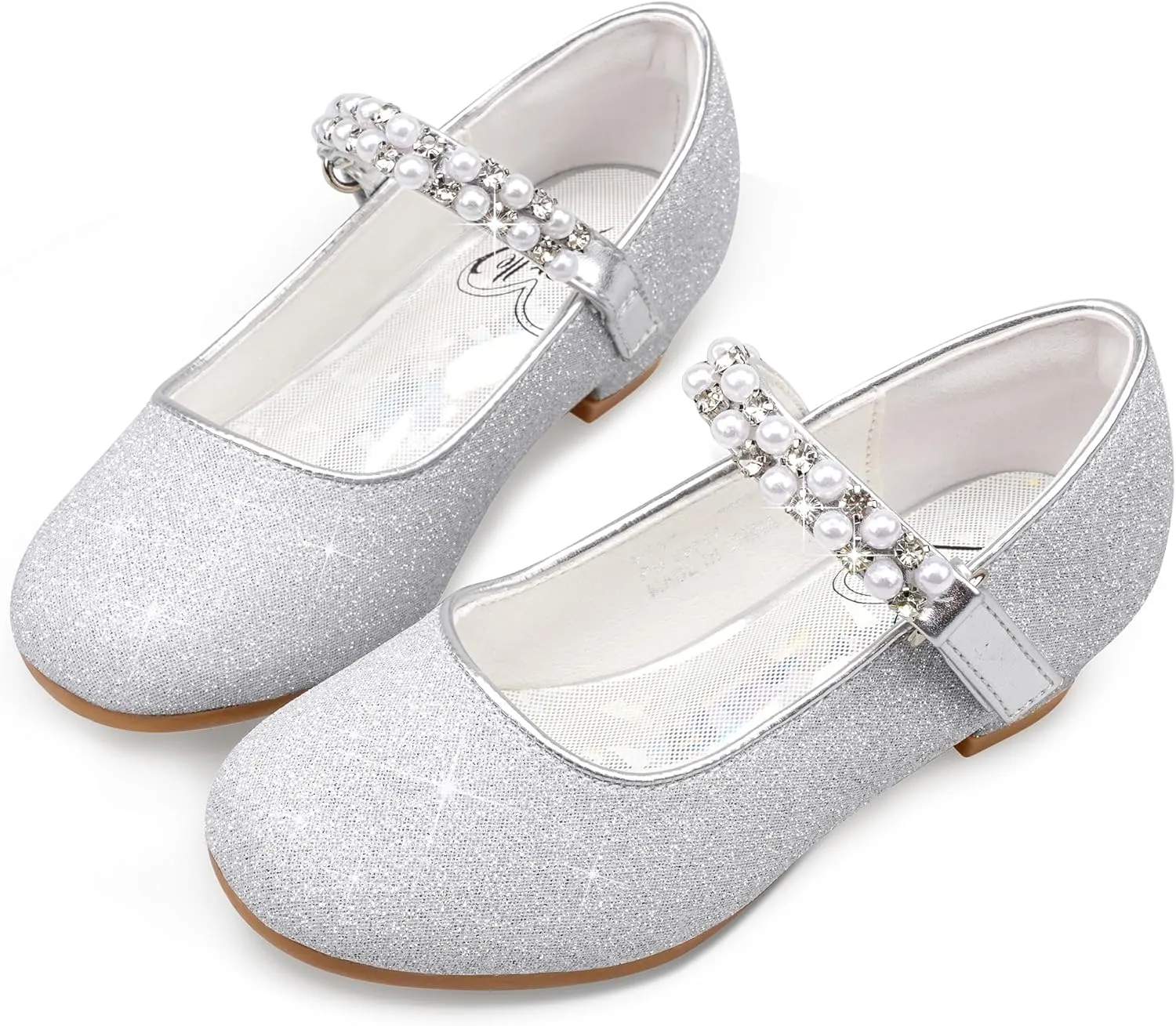 Stelle Girls Dress Shoes White Flower Girl Shoe Mary Jane Low Heels for Wedding (Toddler/Little/Big Kid)