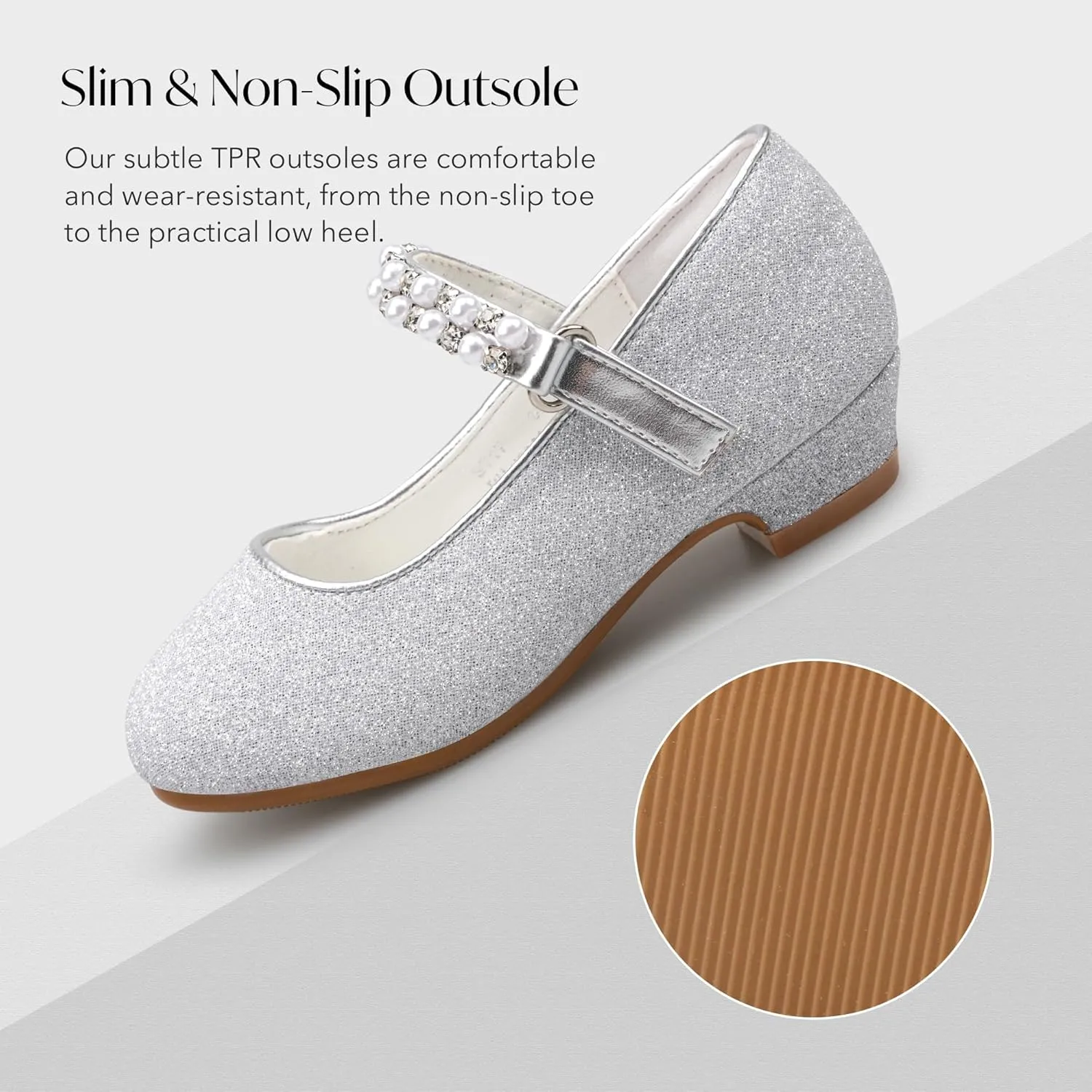 Stelle Girls Dress Shoes White Flower Girl Shoe Mary Jane Low Heels for Wedding (Toddler/Little/Big Kid)