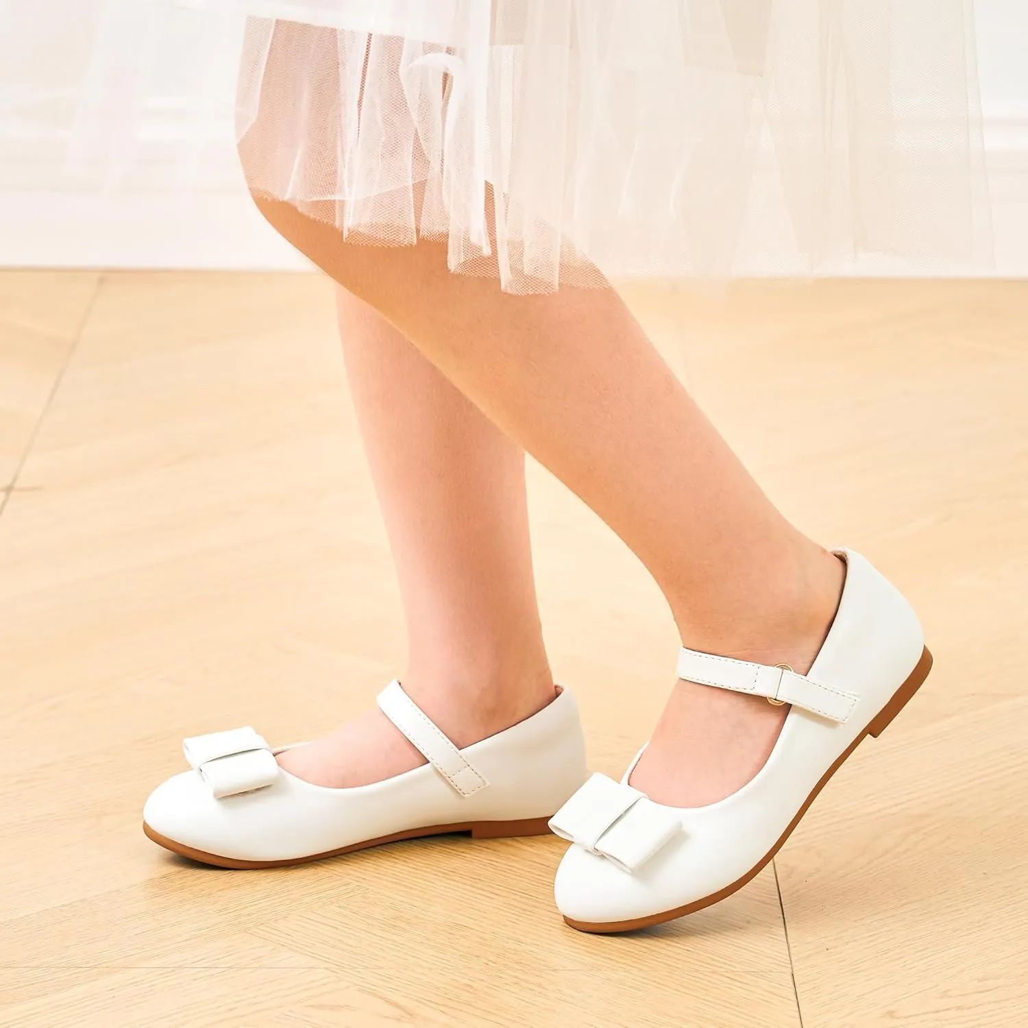 Stelle Girls Mary Jane Dress Shoes Ballerina Flat with Bow for Toddler/Little/Big Kids