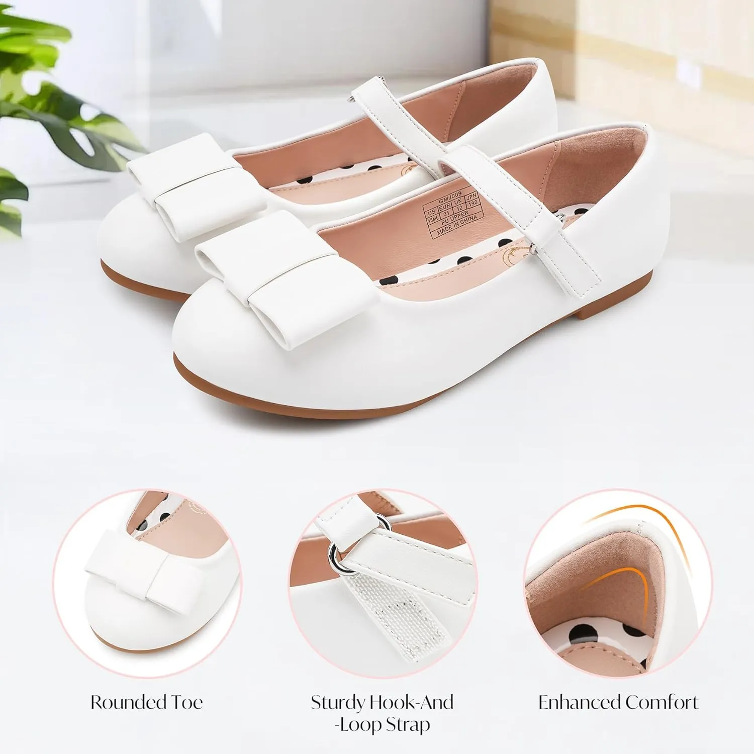 Stelle Girls Mary Jane Dress Shoes Ballerina Flat with Bow for Toddler/Little/Big Kids