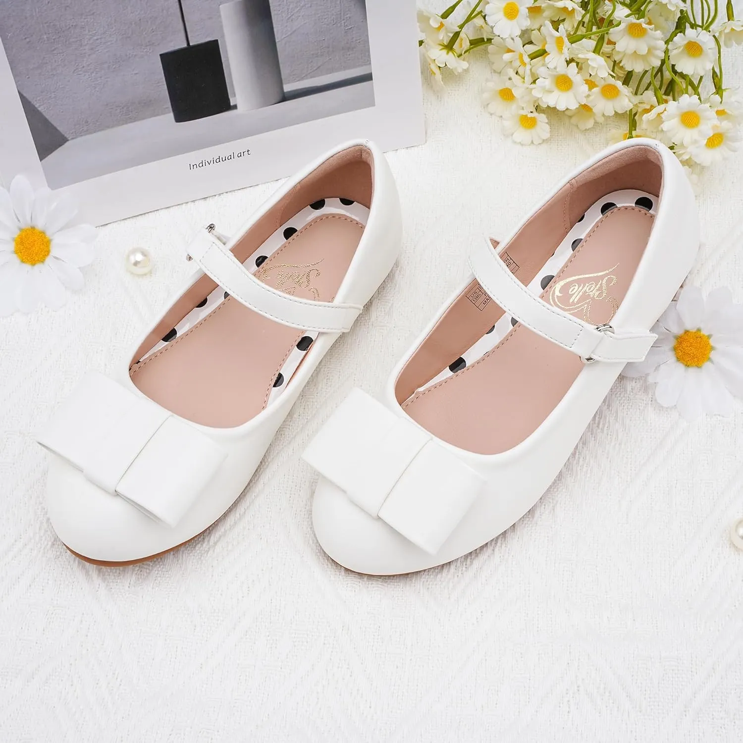 Stelle Girls Mary Jane Dress Shoes Ballerina Flat with Bow for Toddler/Little/Big Kids