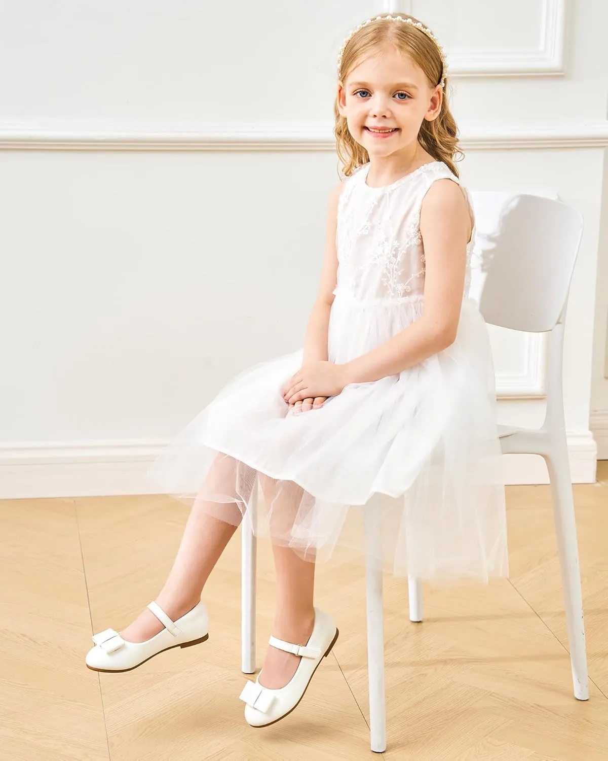 Stelle Girls Mary Jane Dress Shoes Ballerina Flat with Bow for Toddler/Little/Big Kids