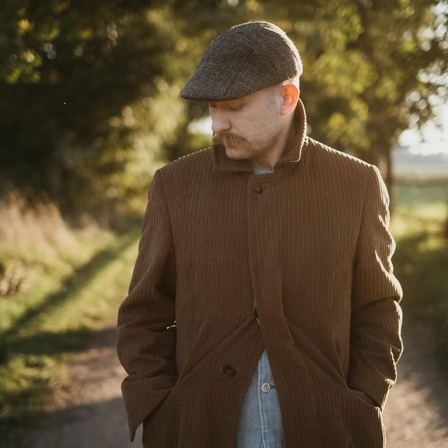 Sterkowski Ivy Five Scally Cap | Harris Tweed Flat Cap for Men and Women | Warm 5 Panels Newsboy Cap