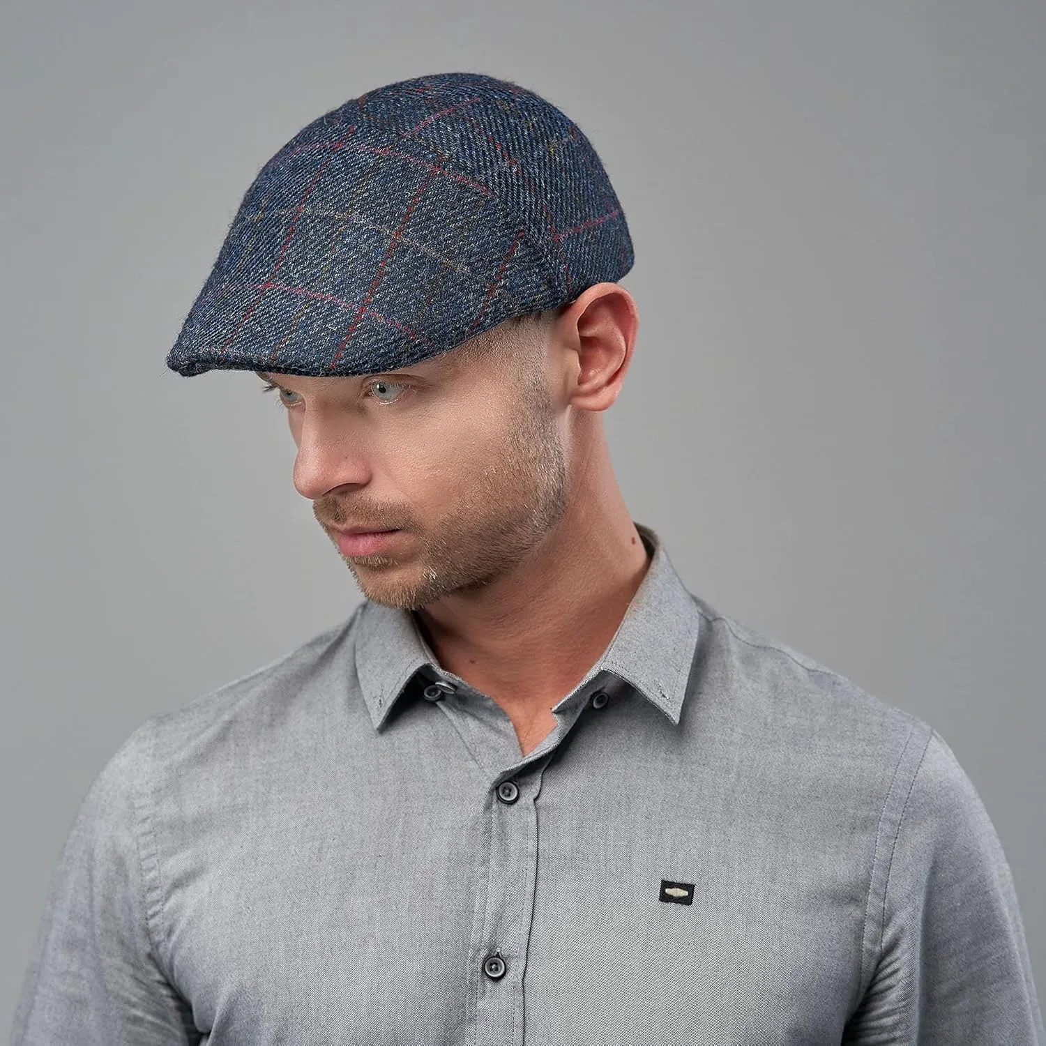 Sterkowski Ivy Five Scally Cap | Harris Tweed Flat Cap for Men and Women | Warm 5 Panels Newsboy Cap