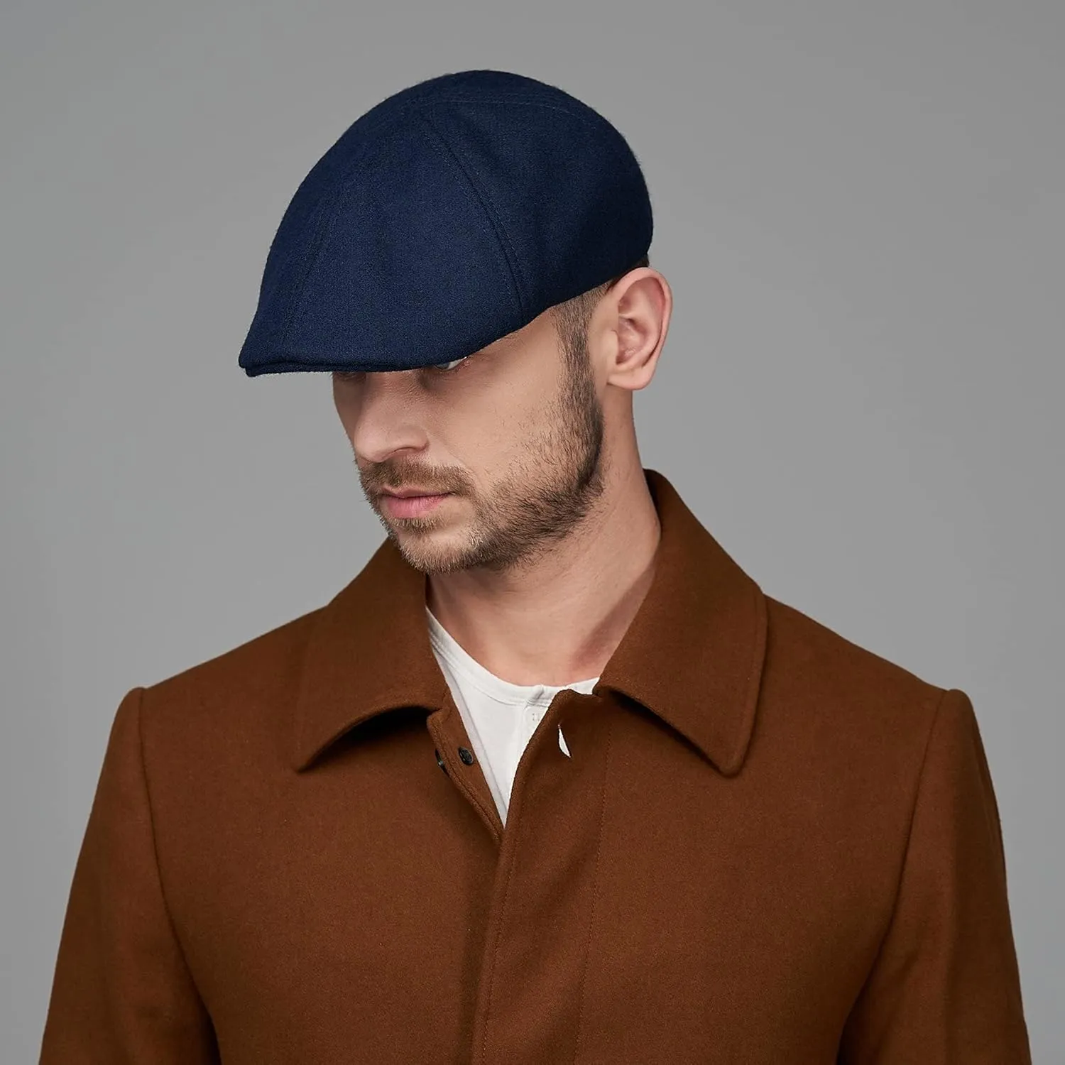 Sterkowski Rusty Duckbill Cap | Wool Flat Cap for Men and Women | Warm 6 Panels Scally Cap