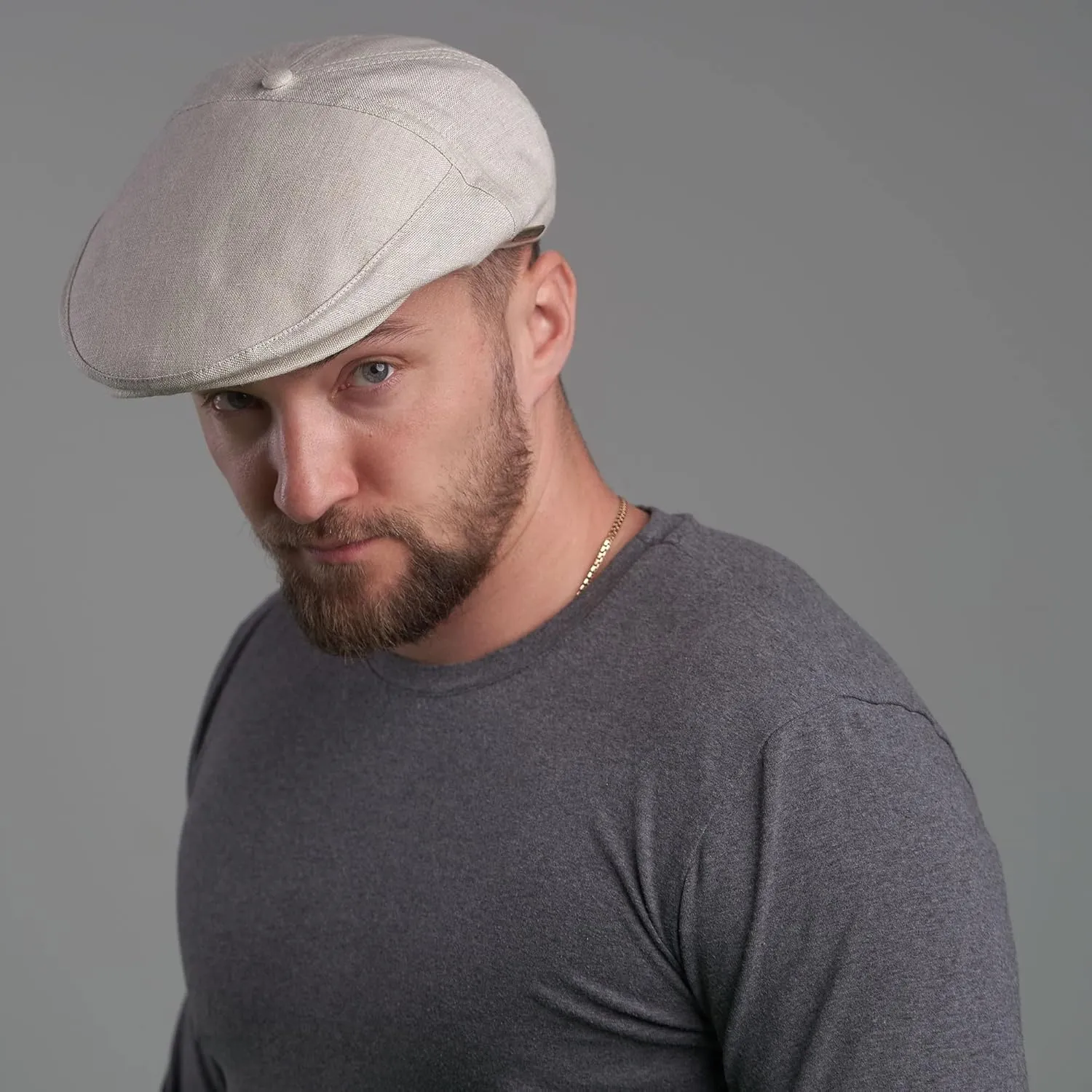 Sterkowski Swede Cap | 100% Linen Flat Cap For Men and Women | Super Airy 5 Panels Summer Cap without Lining