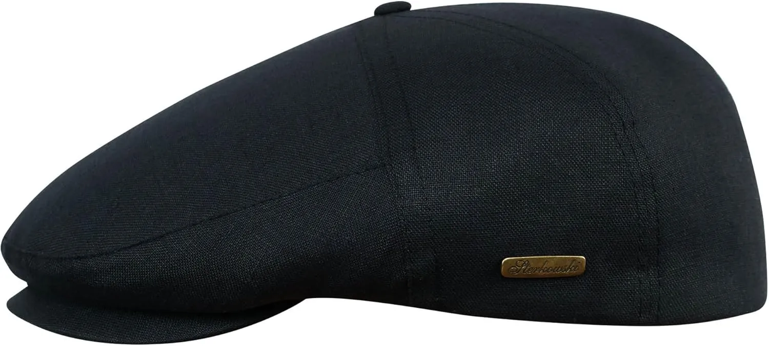 Sterkowski Swede Cap | 100% Linen Flat Cap For Men and Women | Super Airy 5 Panels Summer Cap without Lining