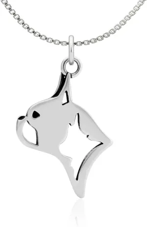 Sterling Silver Boston Terrier Pendant, Head