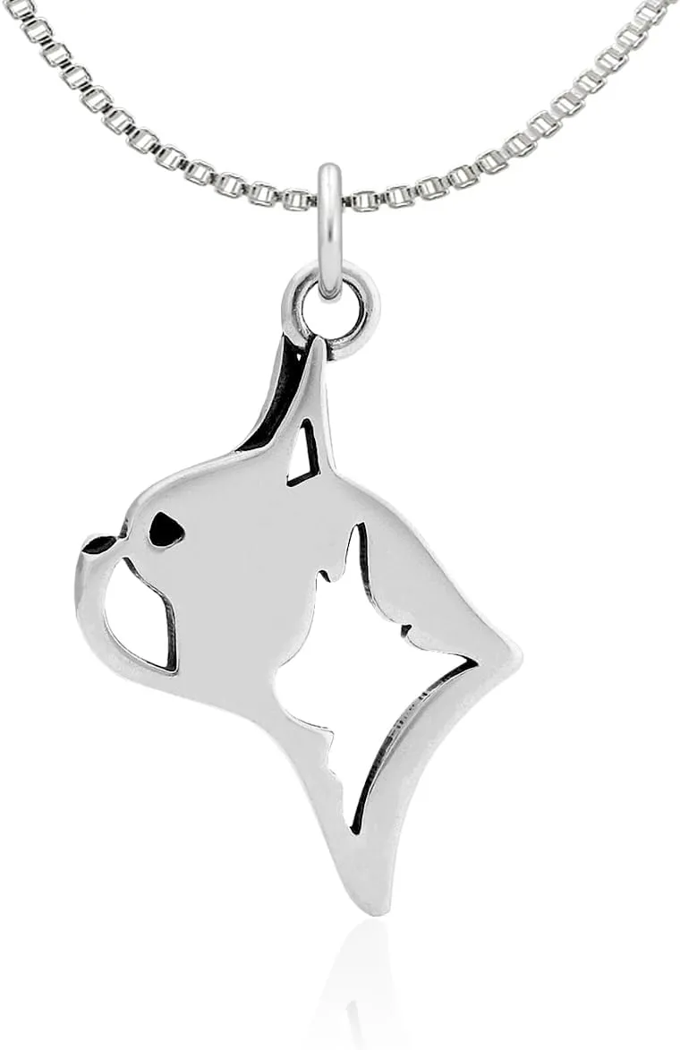 Sterling Silver Boston Terrier Pendant, Head