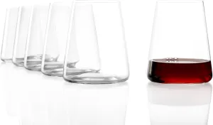 Stölzle Lausitz Red Wine Cups Power Set of 6 520 ml - Modern Wine Glasses without Stem for Maximum Aroma Development - Flat Red Wine Glasses Made of Crystal Glass - Dishwasher & Shockproof, Made in