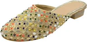 Stop n Style Punjabi Jutti for Women Back Open Mojari Bridal Mules Wedding Multi Color Shoes Mules Indian Jutti