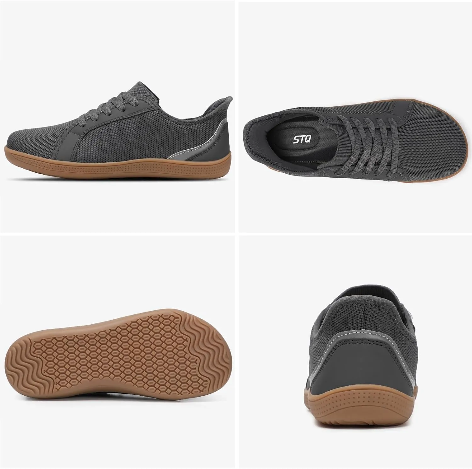 STQ Wide Toe Box Barefoot Shoes Women Zero Drop Minimalist Walking Tennis Sneakers Athletic Crossfit Workout Gym Training Grounded Shoes